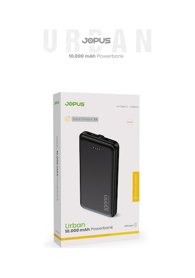 Jopus 10000mah Powerbank - Led Işık Göstergeli - Taşınabilir Şarj Cihazı Siyah