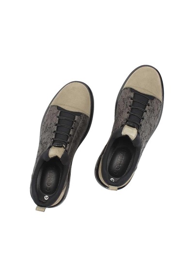 Erkek Haki Kalın Tabanlı Nubuk Deri Sneaker