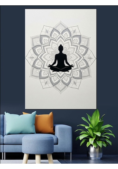 Yoga Yapan Kadın Mandala Dekoratif Kanvas - Mdf Ahşap Tablo