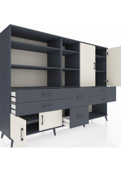 Hyperion Dolap 10 Raflı 6 Çekmeceli 4 Kapaklı 220x44x163 Antrasit Antrasit-aytaşı/antrasit Hyperion Dolap 10 Raflı 6 Çekmeceli 4 Kapaklı 220x44x163 Antrasit Antrasit-aytaşı/antrasit