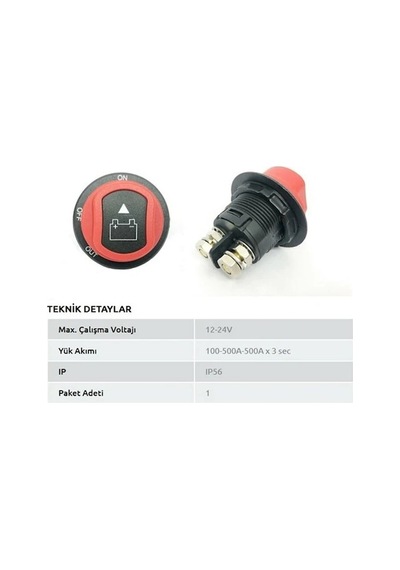 Skauto Akü 12V 24V Ayrılabilir Anahtarlı Mini Elektrik Devre Kesici