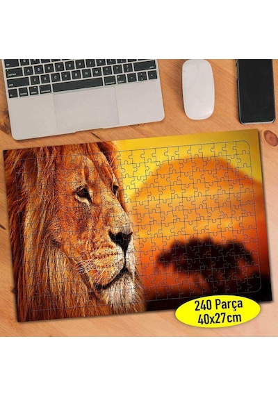 Afrikalı Aslan Hayvan 240 Parça Puzzle Yapboz Tablo-62334577
