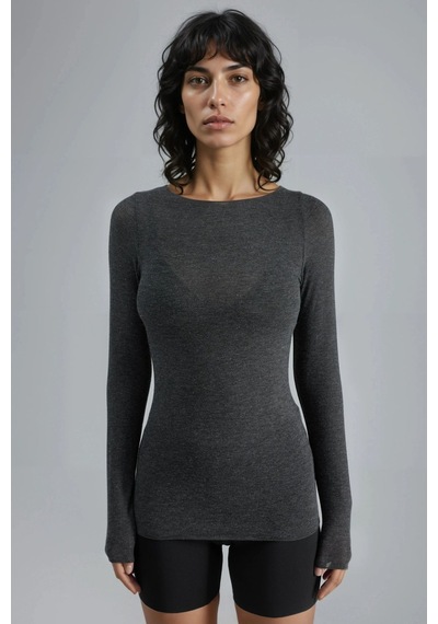 Hiccup Busem Slim Fit Kayık Yaka Bluz Koyu Gri