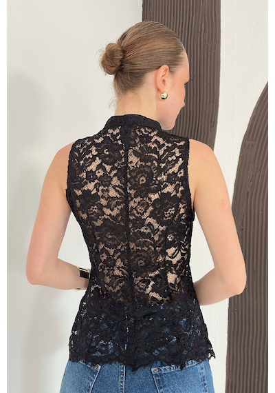 Verymoda Dantel Yelek D3047 Siyah