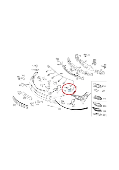 Mercedes C Class W204 Tampon Kenar Tutucu Sağ (07-11) -2048810206