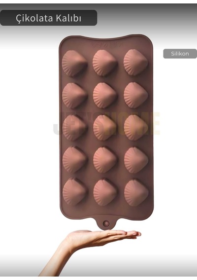Jet's Home Midye Desen Çikolata Kalıbı Bpa Free Buz Kalıbı Silikon Tatlı Kalıbı Yapışmaz Kalıp Kahverengi