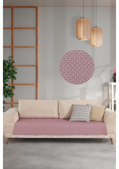 ZeynepTekstil Halfy Natural Pamuklu Koltuk Şalı Çekyat Örtüsü 100 x 210 Kırmızı