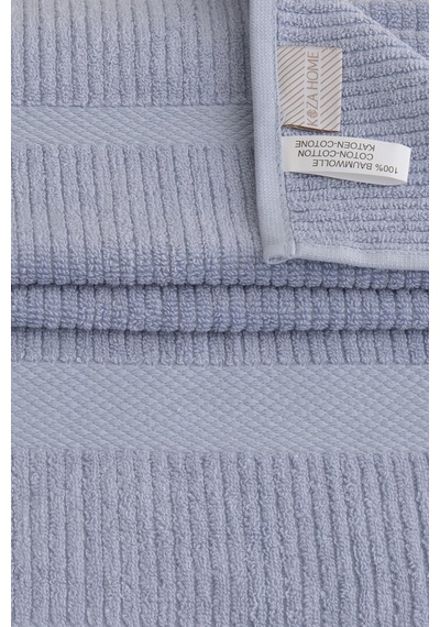 Ivory Mavi Fitilli Mikro Fiber %100 Pamuk 2li El Yüz Havlusu Seti Mavi