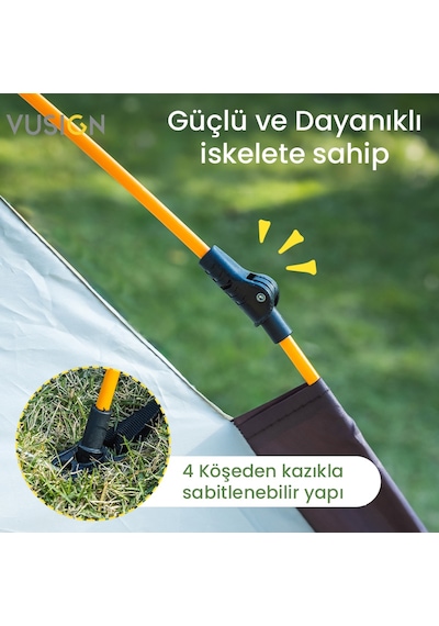 Vusıgn Otomatik Kamp Çadırı 2 Kişilik Kolay Kurulum 200x148 Cm Outdoor Çadır Vs4001-gn Yeşil