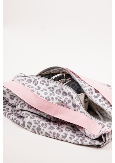Fabric Craft Bag Yemek Taşıma Çantası Duck Kumaş Katlanabilir Büyük Boy Mutfak Taşıma Çantası Pembe - Gri