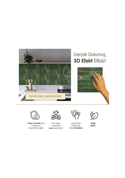 Genel 3d Kendinden Yapışkanlı Duvar Karosu 30,5 Cm X 30,5 Cm 4 Adet 0,371 M² Koyu Yeşil