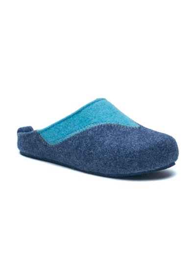 Comfortfusse Pinesh - Kadın Ortopedik Yün Keçe Sabo Ev Terliği Lacivert-mavi Yün