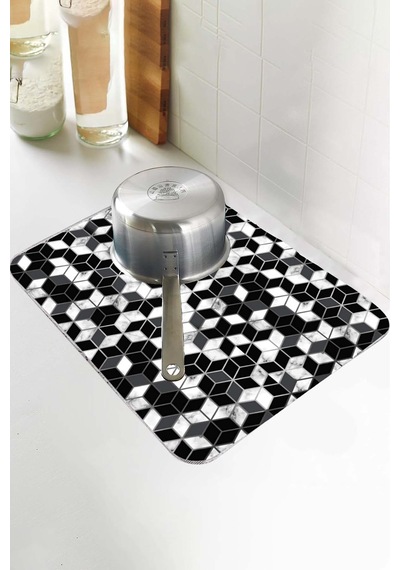 Siyah Petek Microfiber Bulaşık Kurutma Kurulama Matı Mm010