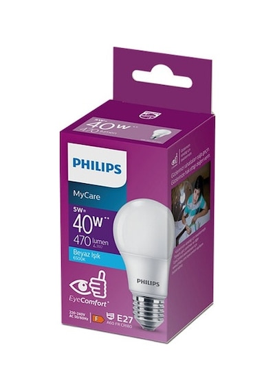 Philips MyCare LED Ampul 5W 470 Lumen 6500K Beyaz Işık A60 E27 Duy (40W Eşleniği) Yerli Üretim