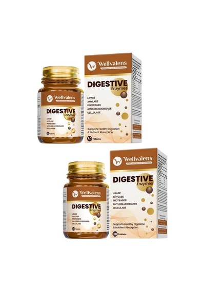 Wellvalens Digestive Enzymes İkili Paket 60 Tablet 5 Li Enzim Kompleksi, Sindirim Desteği