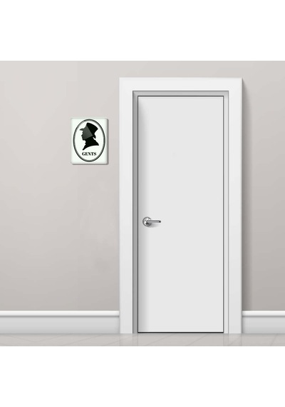 Decorıta Cam Wc Yönlendirme Levhası 2'Li Beyaz Retro Ladies-Gents