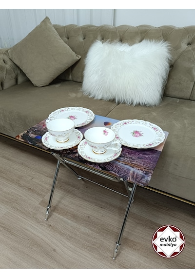 Evko Mobilya Çanta Zigon Sehpa, 4'lü Sehpa, Zigon Sehpa, Servis Sehpası, Camlı Sehpa, Katlanır Sehpa -