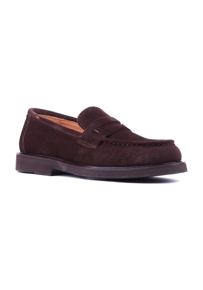 Shoetyle - Hakiki Süet Deri Kahverengi Erkek Loafer - 250-1975-1542