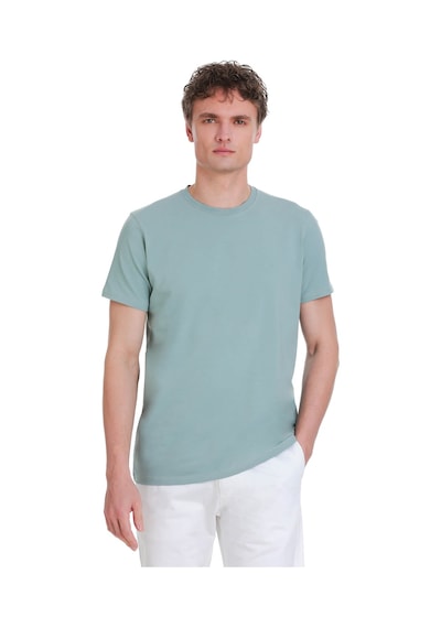 Hatemoğlu Mavi Regular Fit Bisiklet Yaka Pamuklu Tişört 1996529 Mavi-01