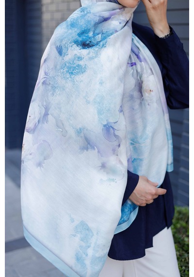 Mimiyum Simple Roses Soft Şal Turkuaz