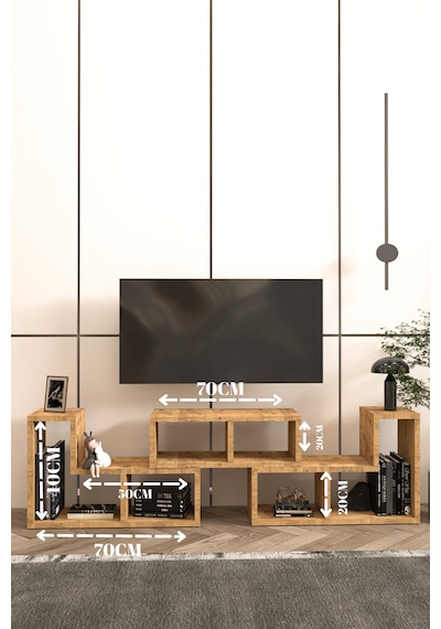 Tetris Tv Ünitesi,çok Amaçlı Ünite,kitaplık,portatif Minifix Kurulum Atlantik Çam