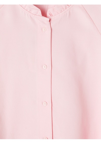 Lcw Modest Pembe Hakim Yaka Beli Kuşaklı Çizgili Kadın Gömlek Tunik