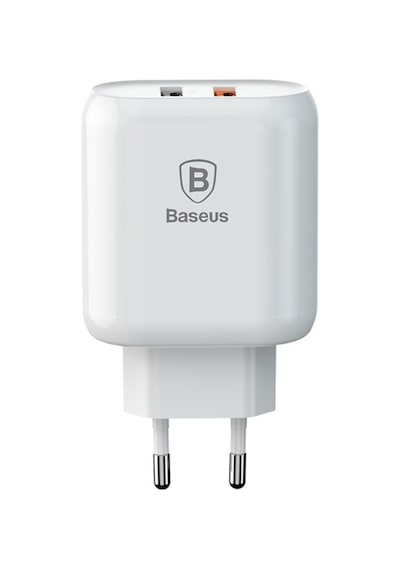 Baseus Bojure Series Dual-Usb Qc 3.0 18W Hızlı Şarj Aleti Başlık (123857026)-Beyaz