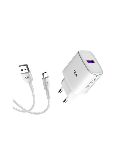 Linktech C306 22.5w Qc3.0 Usb Çıkışlı Type-c Kablolu Şarj Aleti Beyaz