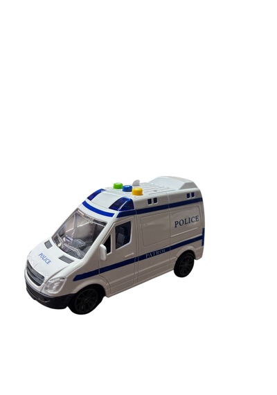 Işıklı Sesli Sürtmeli Polis Arabası Beyaz - Mavi