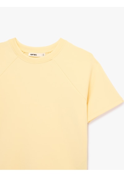 Koton Regular Fit Kısa Kollu Bisiklet Yaka Basic Tişört Sarı 6sak50390ek
