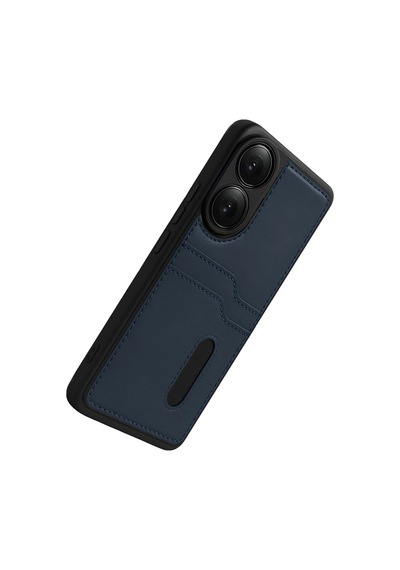 Oppo A38 Sara Kartvizitli Deri Kılıf - Lacivert 0.2M-Çok Renkli