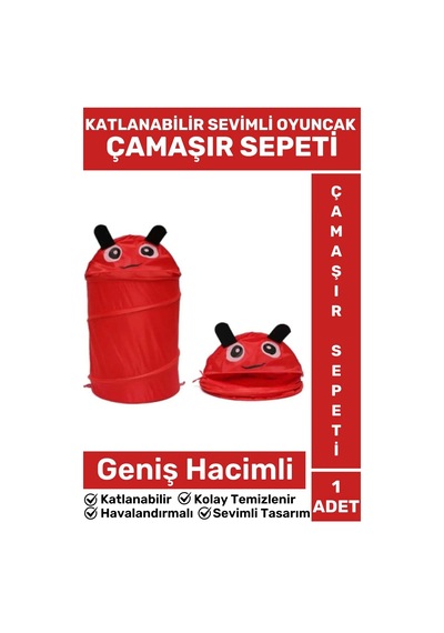 Premium Hafif Kompakt Geniş Hacimli Katlanabilir İlgi Çekici Çocuk Sevimli Oyuncak Çamaşır Sepeti Çok Renkli