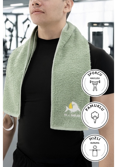 Sporcu Antrenman Havlusu Gym Fitness Plates Boks Tenis Spor Havlu Yeşil