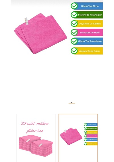 Kapital Plastik Temizlik Bezi Mikrofiber 20 Li Pembe