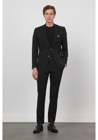 İmza Siyah Kendinden Desenli Mono Yaka 6 Drop Slim Fit Takım Elbise 1001260162