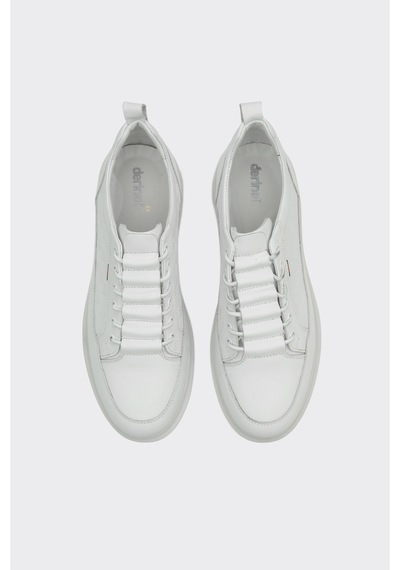 Derinet Hakiki Deri Erkek Sneaker Beyaz Beyaz