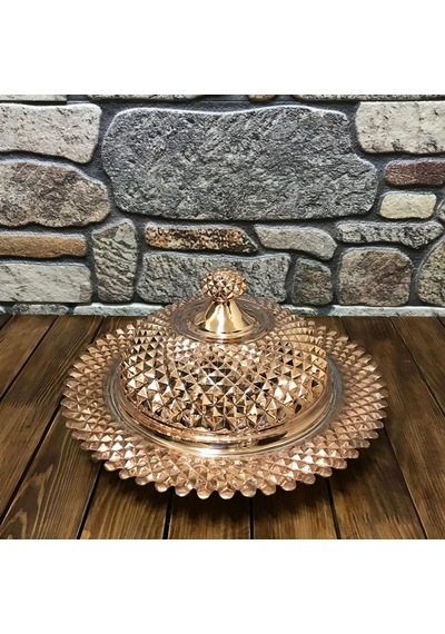 Piramit İşlemeli Bakır Pilavlık 35 Cm Bakır
