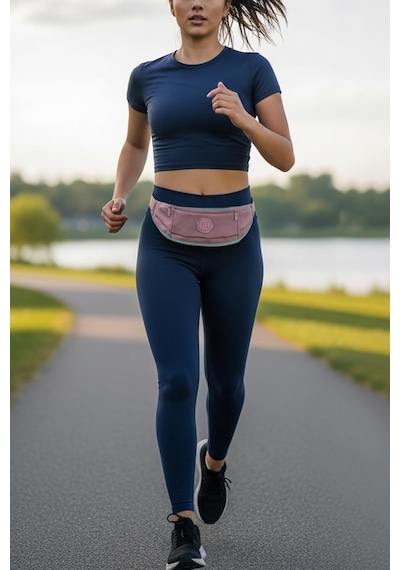 Xmlbayiciniz Icone Koşucu Bel Çantası, Reflektörlü, Haki, Paraşüt Kumaş, Ön Cepli, Unisex Spor Fitness Gym Çantası Pudra Çok Renkli