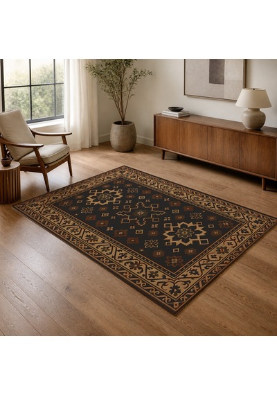 Kartela Halı Rustik Halı Jüt Taban Dokuma Halı Antrasit - 100 X 150 Cm