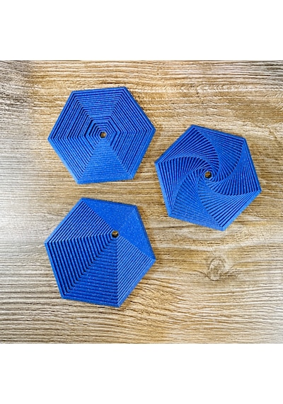 3d Baskı Super Fidget Coaster Seti - Altıgen Desenli Bardak Altlığı Ve Tutucu-mavi Diğer