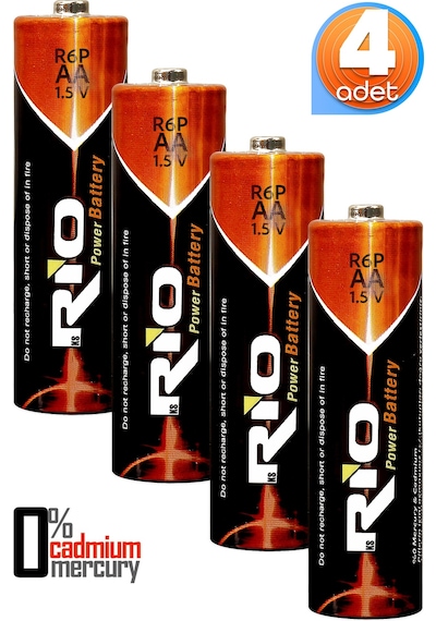 Rio 4lü Aa R6p Kalın Kalem Pil Saat Pili Çinko Karbon Pil Zn-c 1.5v