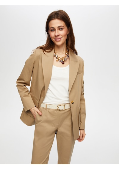 Faik Sönmez Kargo Cep Detaylı Pamuklu Blazer Ceket 018 Us25ckt01834 Bej