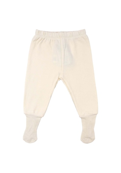 Bebegen Unisex Ekru Fitilli Çoraplı Tek Alt Pantolon Çok Renkli