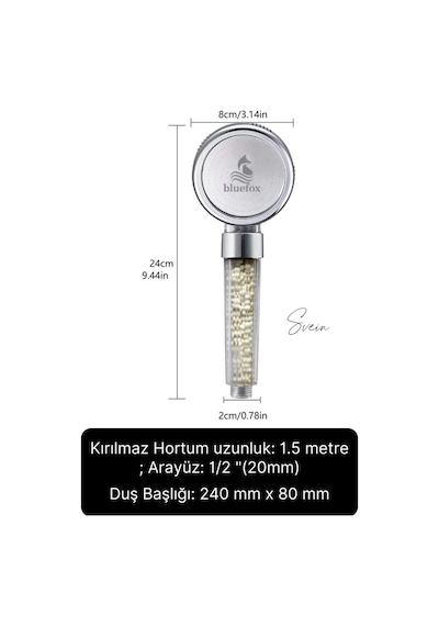 Premium Duş Seti 3 Fonksiyonlu Tasarruflu Başlık Esnek Kırılmaz Çatlamaz Paslanmaz Sızdırmaz Hortum Mat - Siyah