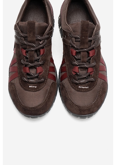 Fıera Kahverengi Bordo Hakiki Deri Fileli Kadın Günlük Sneaker Bordo - Kahverengi