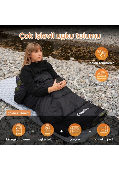 Kingcamp Sevan 250 Konforlu Uyku Tulumu Navy Sol F. Lacivert