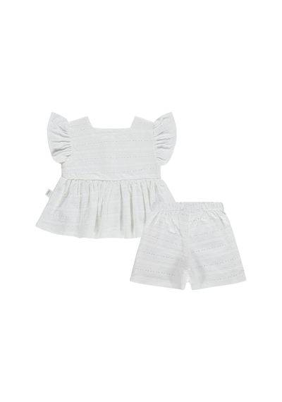 Civil Baby Brodeli Şortlu 6-18 Ay Takım - Ekru