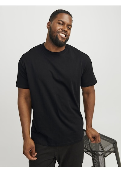 Jack & Jones Büyük Beden Düz Bisiklet Yaka Tişört - Bradley - 12250623 Black Siyah