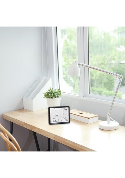 Mıknatıslı Lcd Dijital Ekran 9x7 Cm Pilli Mini Saat Alarm Saat Nem Göstergesi Sıcaklık Ölçer