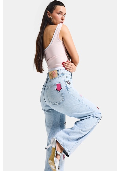 Itsbasic Kadın Ice 4s6-27 Straight Fit Logo Ve Nakışlı Özel Tasarım Denim Jean Buz Mavi Itsbasic Kadın Ice 4s6-27 Straight Fit Logo Ve Nakışlı Özel Tasarım Denim Jean Buz Mavi
